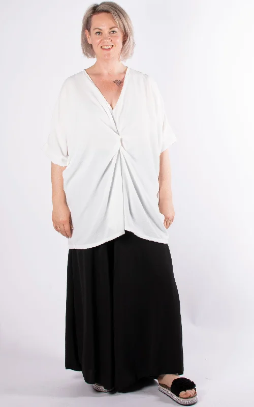 Whoopi Twisted V-Neck Top | White