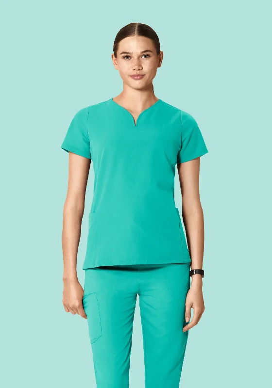 Curved V-Neck Top Surgical Green