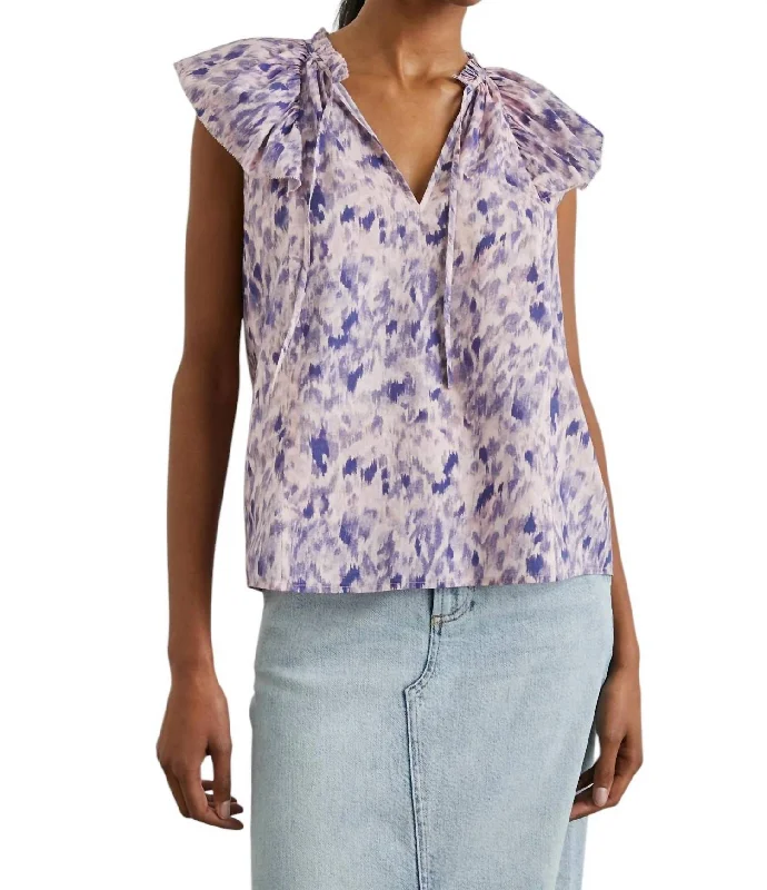 Karysa V Neck Blouse In Pink Ikat