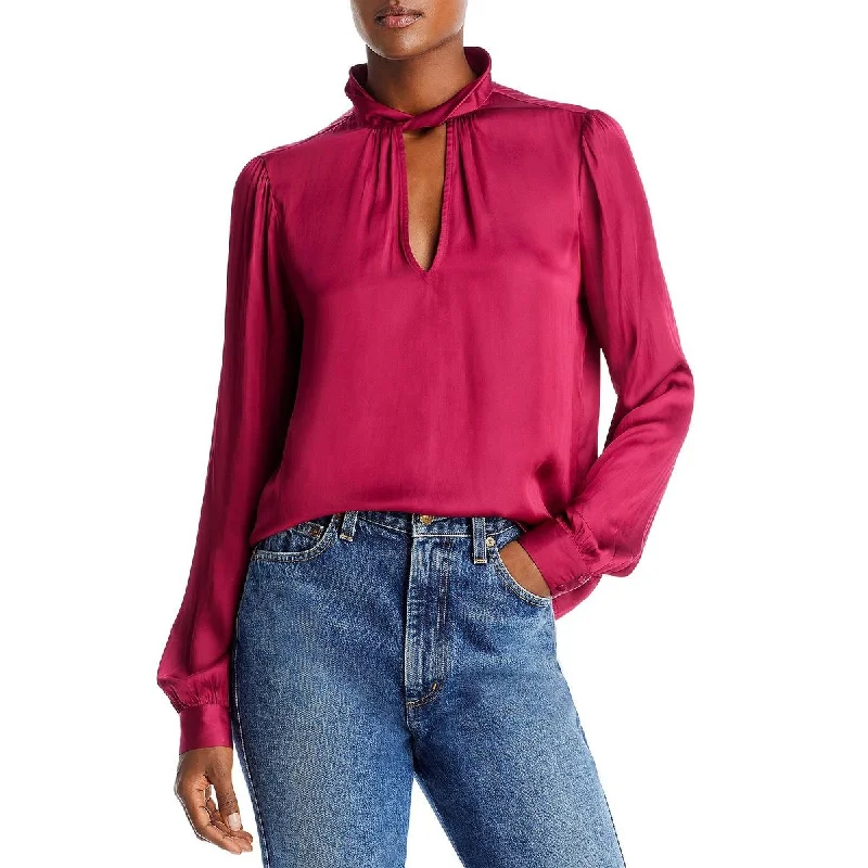 Womens Twist Collar V-Neck Blouse