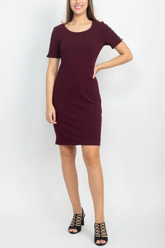 SL Fashion Scoop Neck Sheath Dress With Short Embellished Sleeves